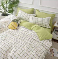 Cozy Green Plaid 4-Piece Duvet Set