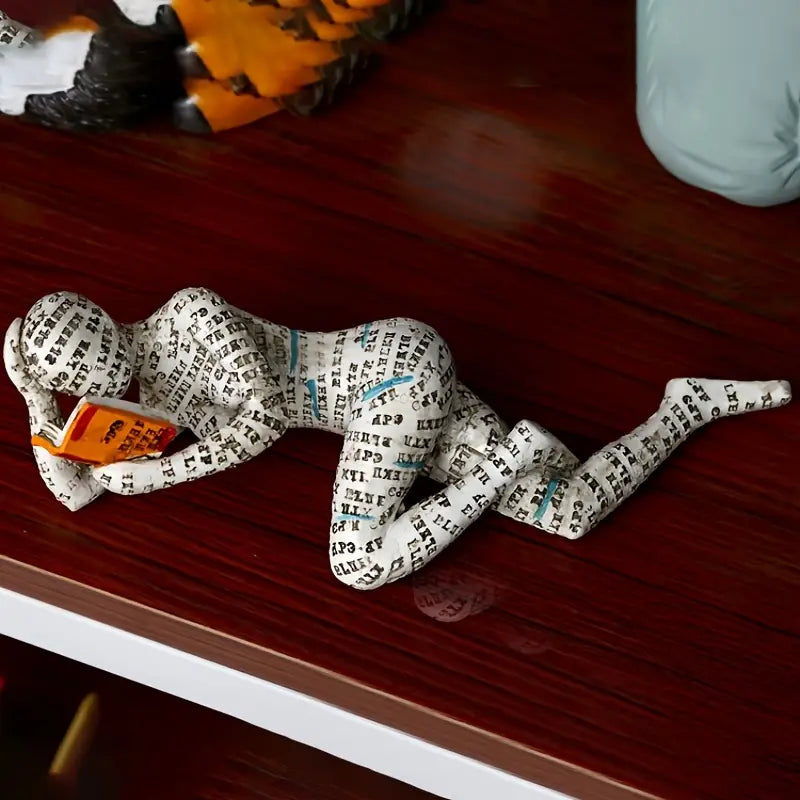 Resin Reading Women Sculpture - Tabletop Decor Gift