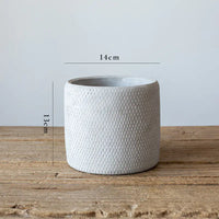 Vintage Cylindrical Cement Planter for Plants