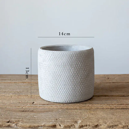 Vintage Cylindrical Cement Planter for Plants