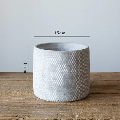 Vintage Cylindrical Cement Planter for Plants