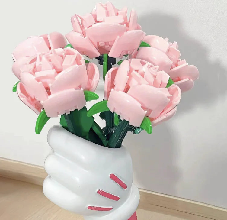 Lego-Compatible Bouquet with Roses and Sunflowers