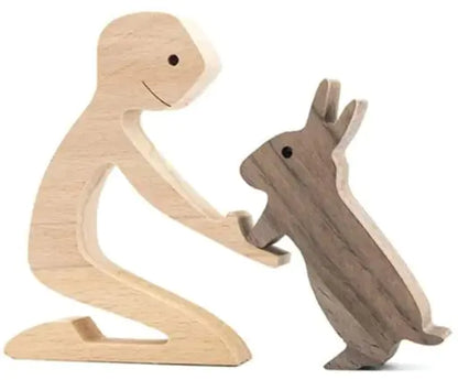 Solid Wood Canine Figurine