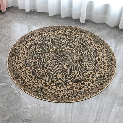 Round Linen and Silk Mats - Non-Slip Bath and Door Mats