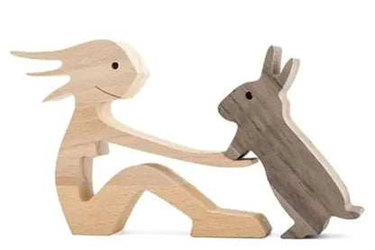Solid Wood Canine Figurine