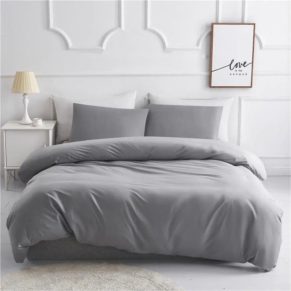 SDIII 3PCS Light Gray Full Duvet Cover Set 1 Duvet Cover and 2 Pillowcase Soft Microfiber Light Grey Duvet Cover Full with Corner Ties and Zipper