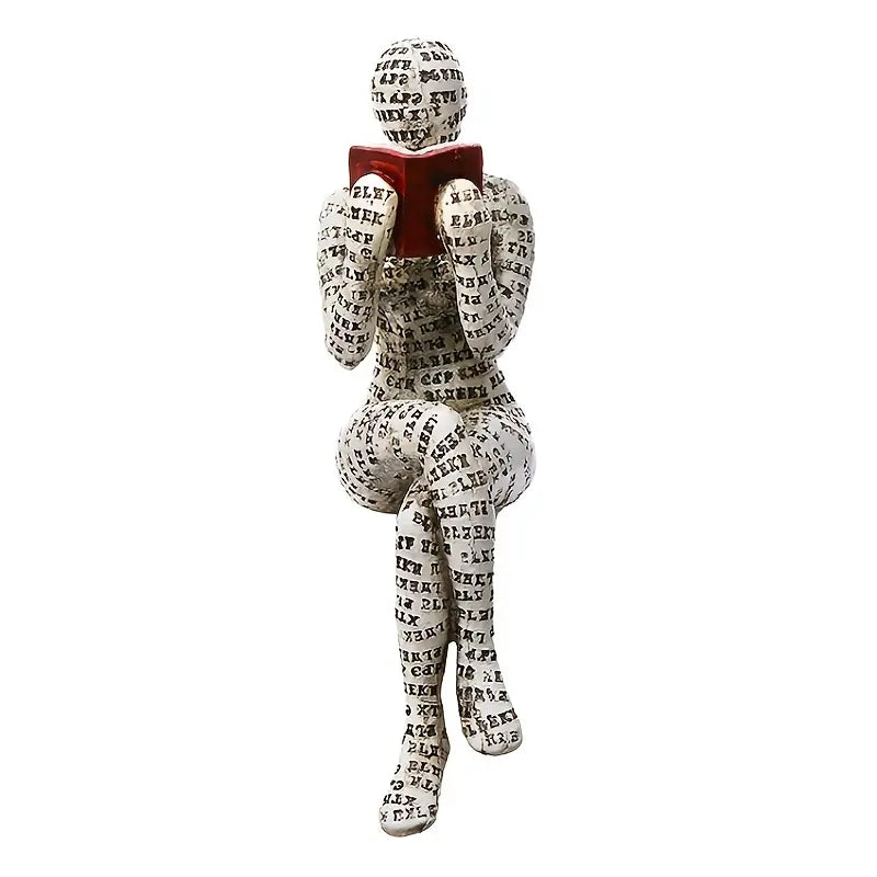 Resin Reading Women Sculpture - Tabletop Decor Gift