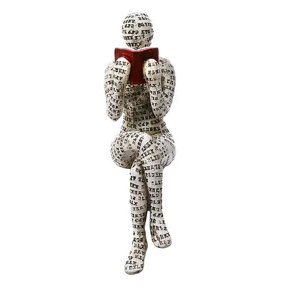 Resin Reading Women Sculpture - Tabletop Decor Gift
