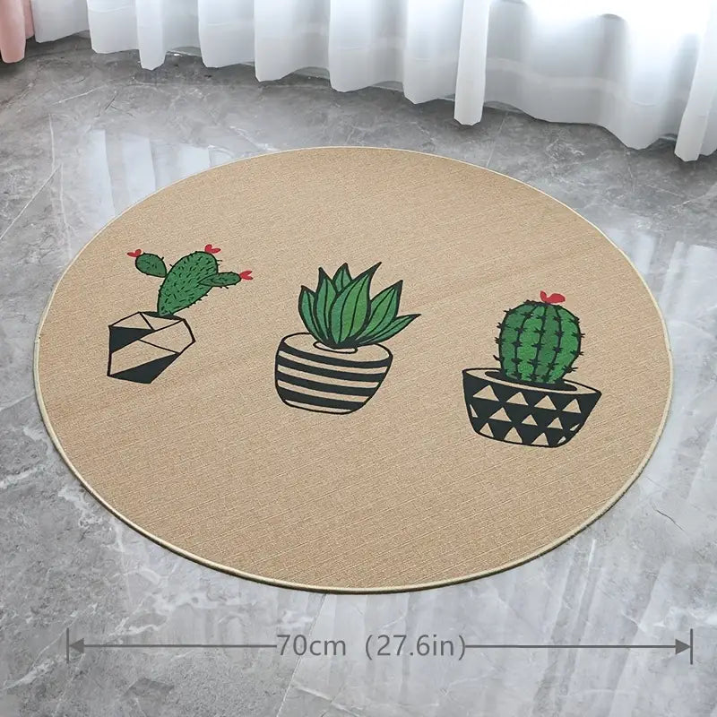 Round Linen and Silk Mats - Non-Slip Bath and Door Mats