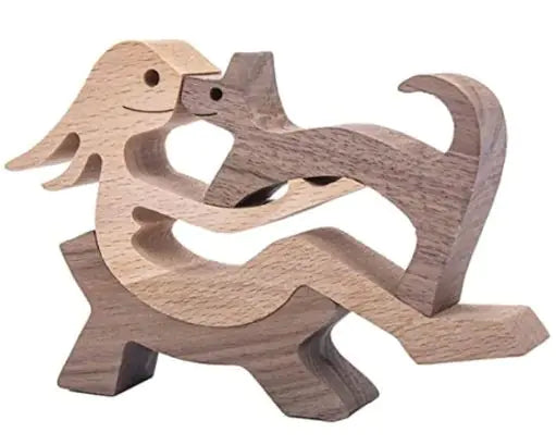 Solid Wood Canine Figurine