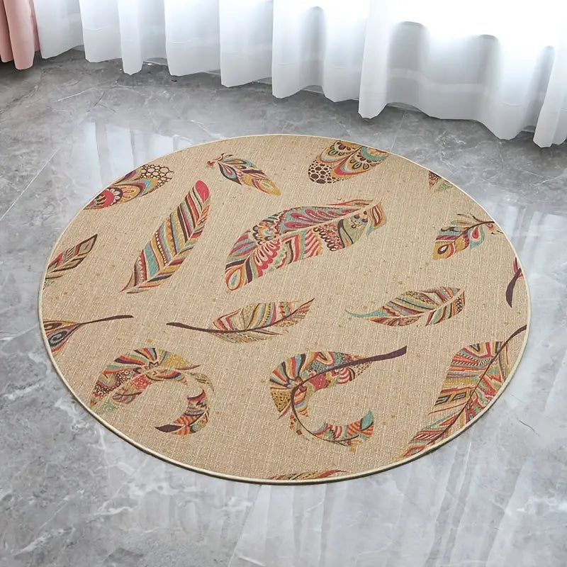 Round Linen and Silk Mats - Non-Slip Bath and Door Mats