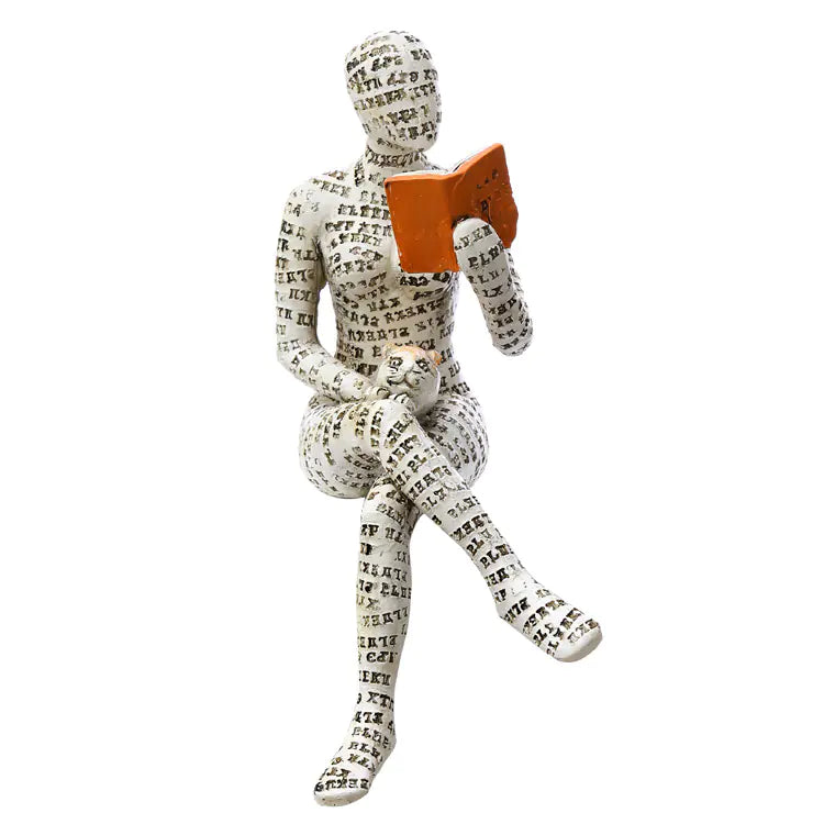 Resin Reading Women Sculpture - Tabletop Decor Gift