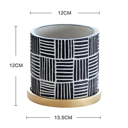 Chic Indoor Flower Pot Set with Gold Tray