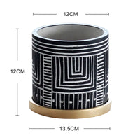 Chic Indoor Flower Pot Set with Gold Tray