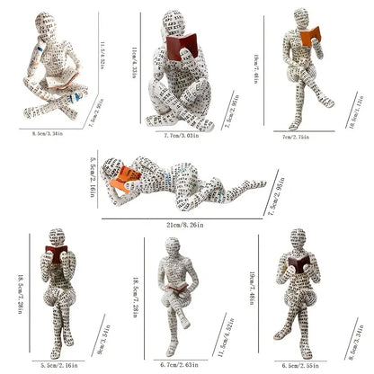 Resin Reading Women Sculpture - Tabletop Decor Gift